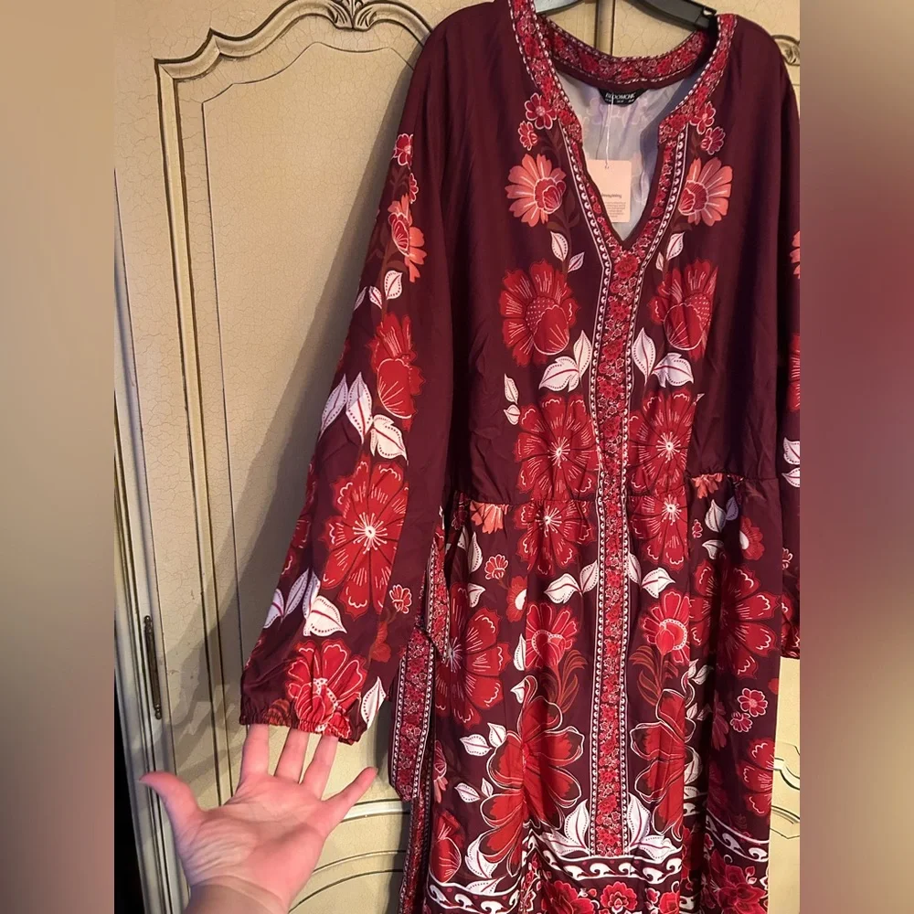 NWT BloomChic 28 boho Burgundy Dress - Picture 2 of 5
